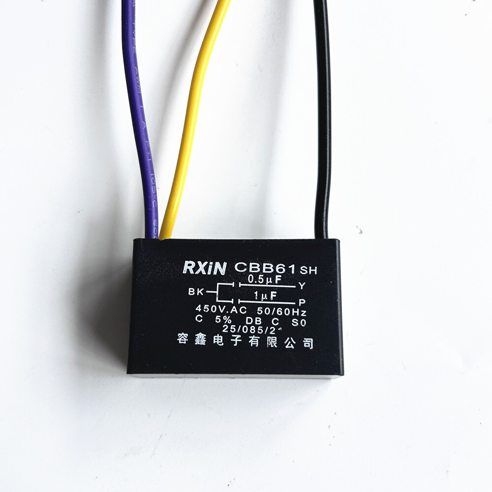 CBB61 motor fan start capacitor 3 wire, 0.5uf+1uf，450V ± 5% 85 degree