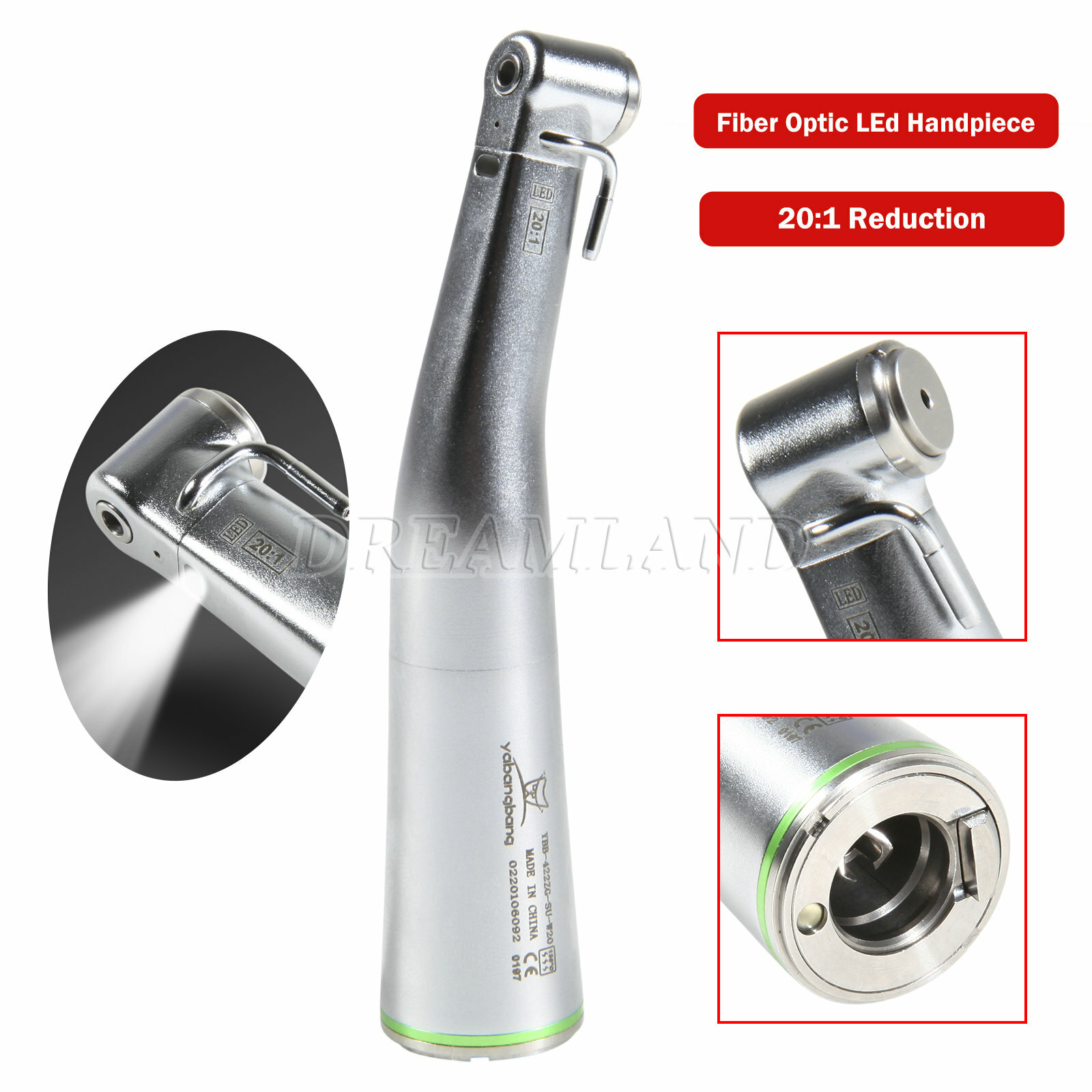 Dental 20:1 LED Fiber Optic Implant Contra Angle Handpiece SG20L Fit NSK Ti-Max