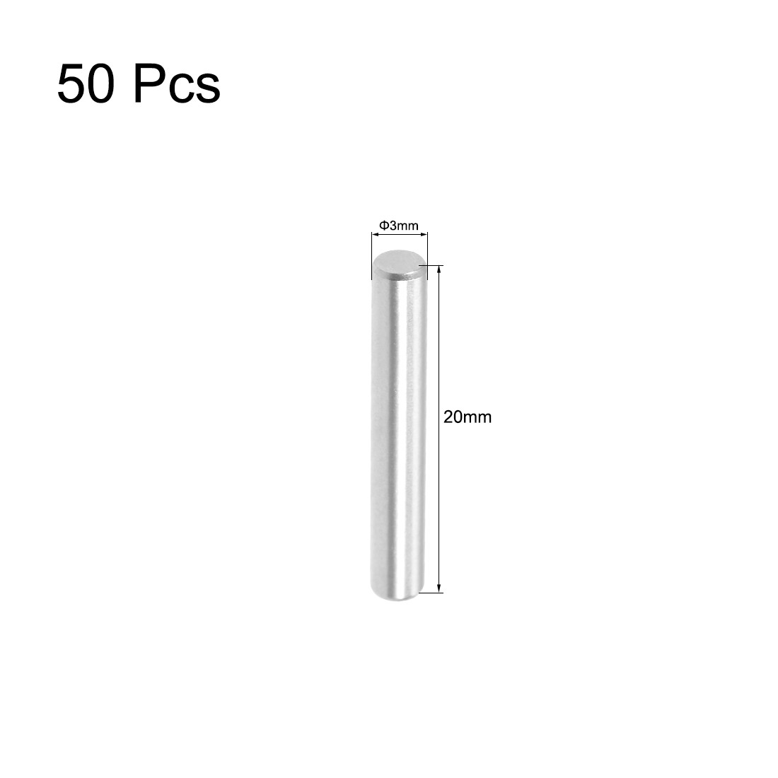 3mm x 20mm Dowel Pin 304 Stainless Steel for Woodwork Shelf Support Pin 50Pack