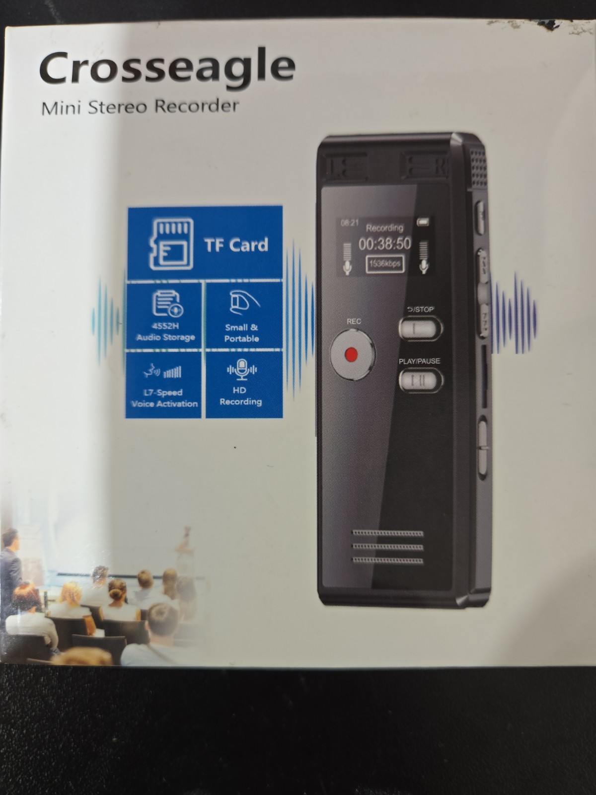 64GB Digital Recorder with Voice Activation – 4552 Hours for Lectures & Meetings