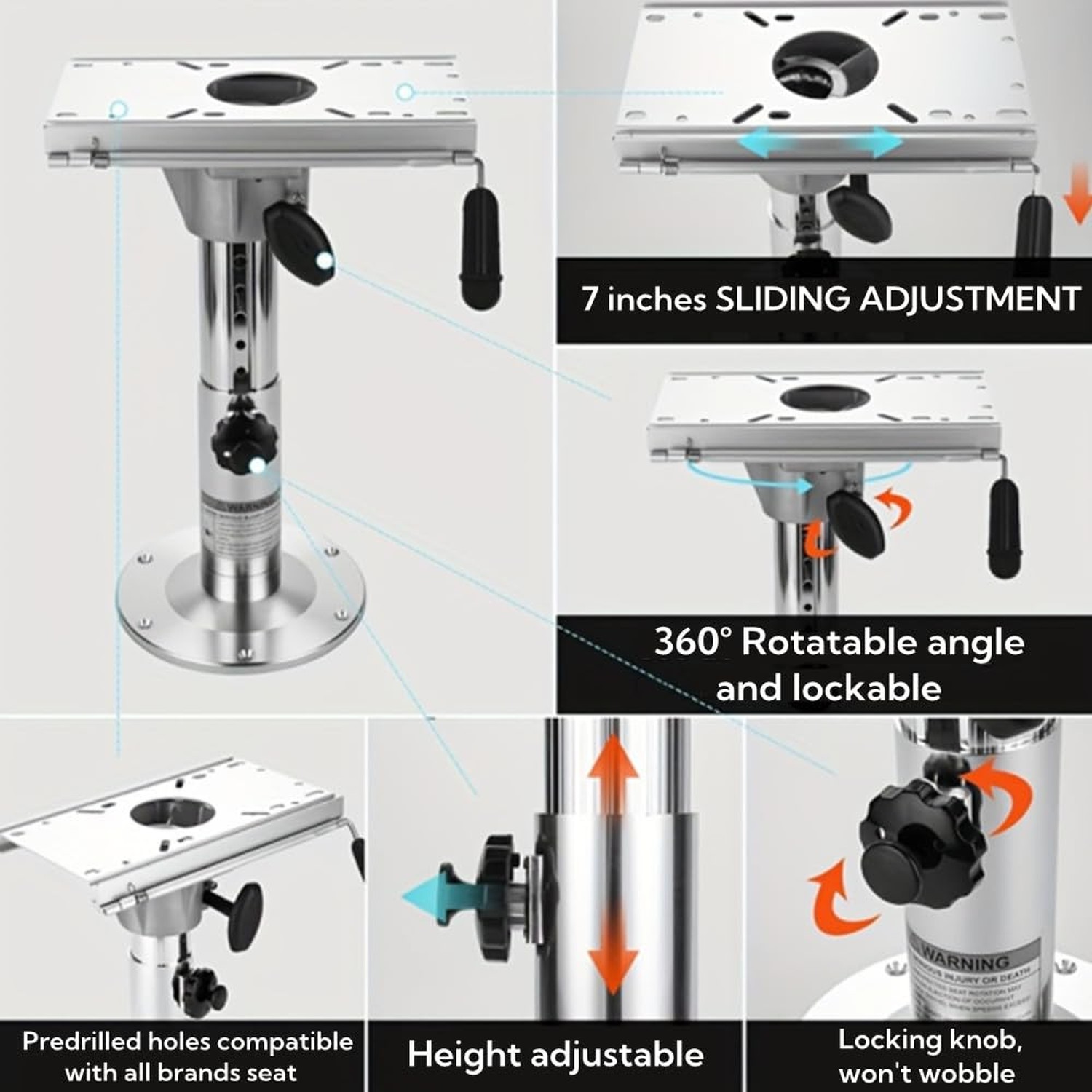 Boat Seat Pedestal, Aluminum Boat Seats and Pedestals with Slide and Swivel, …