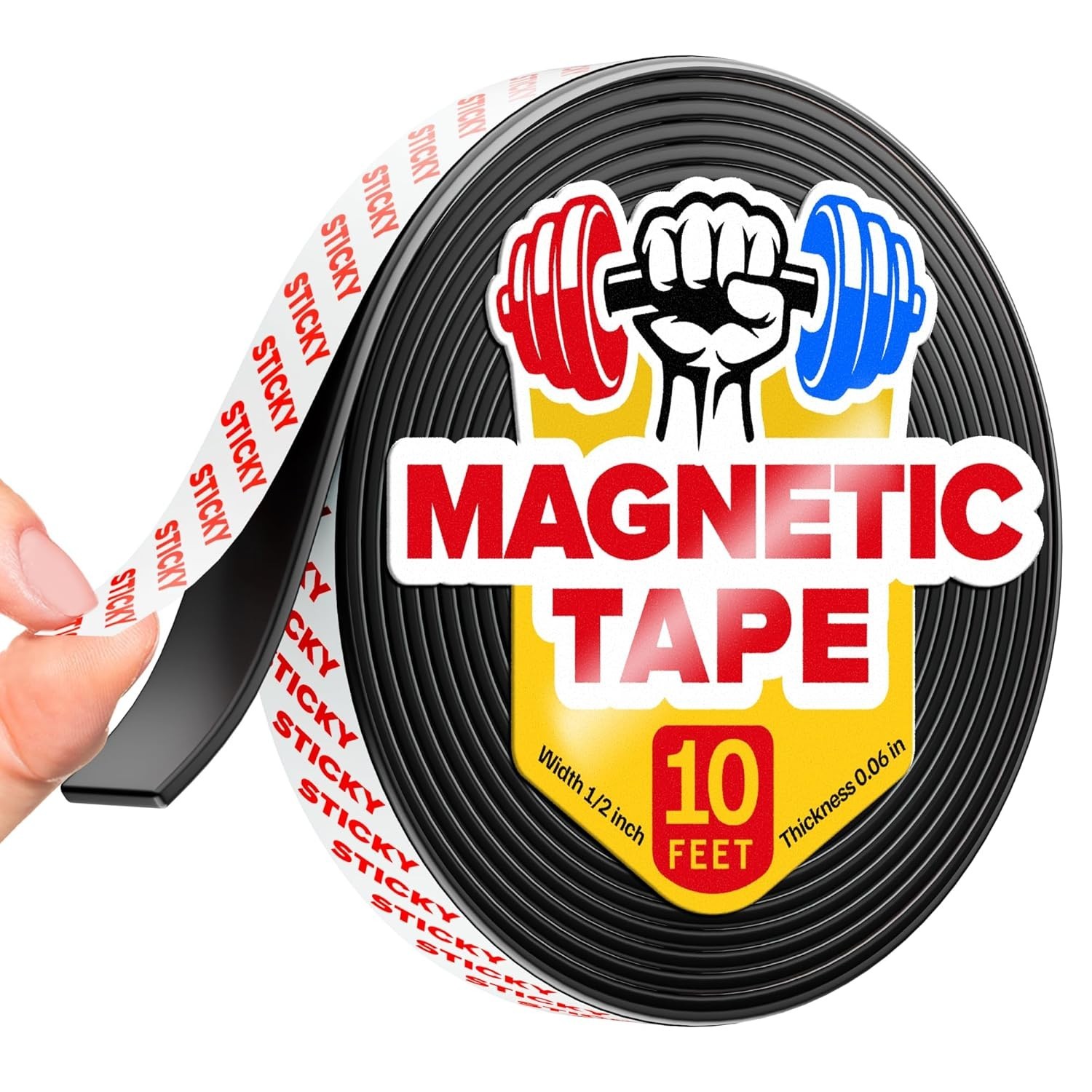 Super Sticky Magnetic Tape 10ft x 1/2in for Easy DIY Crafts & Organization
