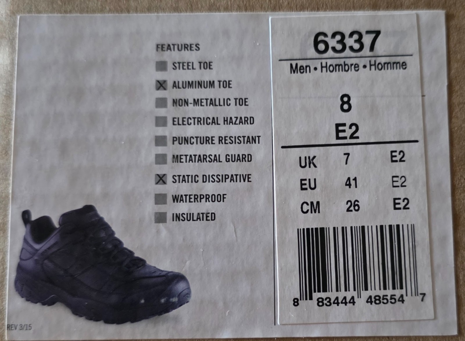 Red Wing Shoes Size 8 E2 Work & Safety Low Top Lace Up Men’s Black Style #6337