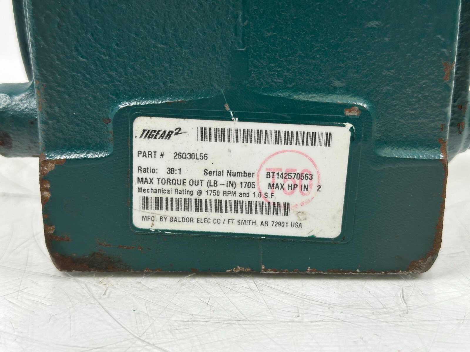 Dodge Tigear-2 26Q30L56 Right Angle Gear Reducer 30:1 Ratio 1750Rpm