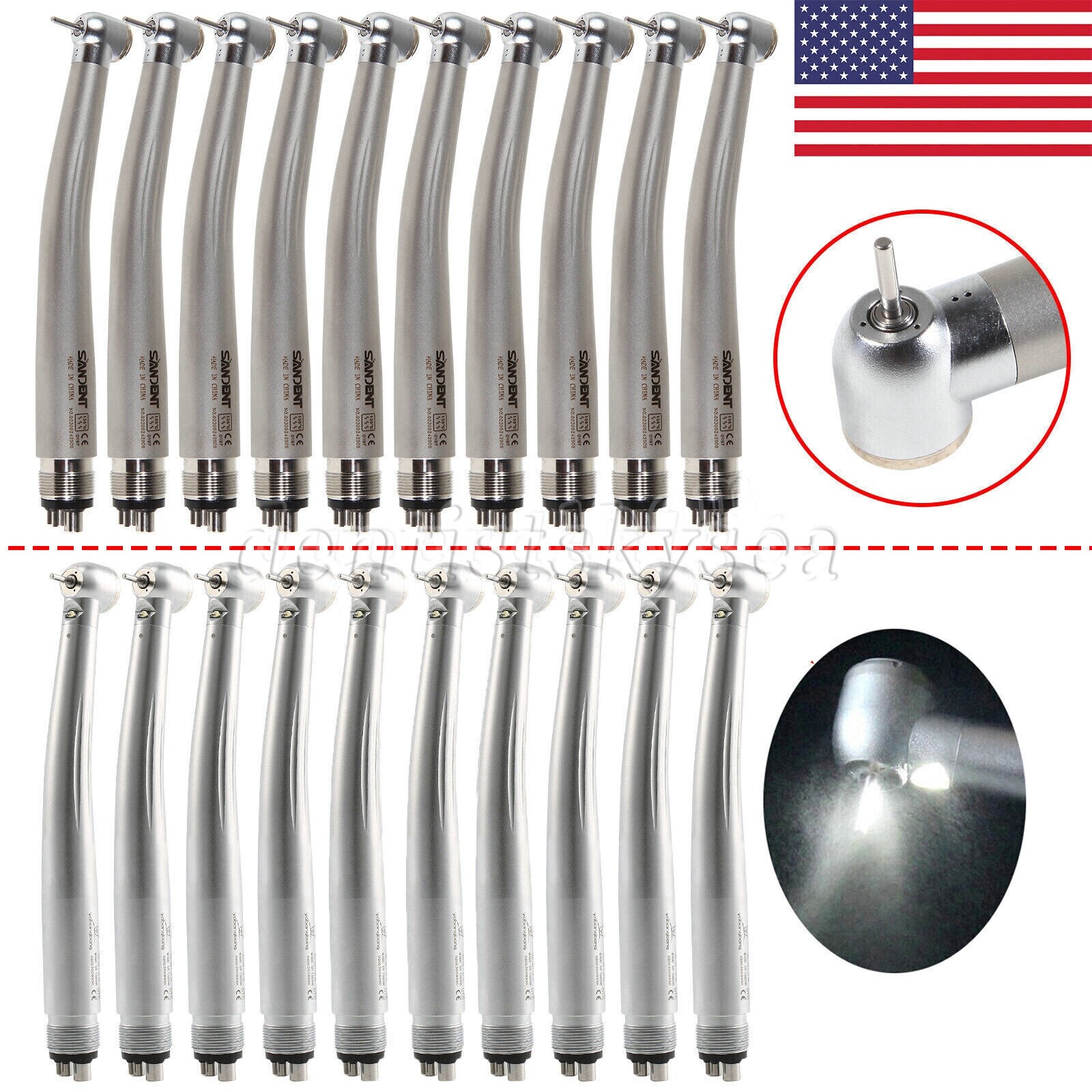 1-10 Dental High Speed LED E-generator /No-Led Turbine Handpiece 4H Cartridge OR
