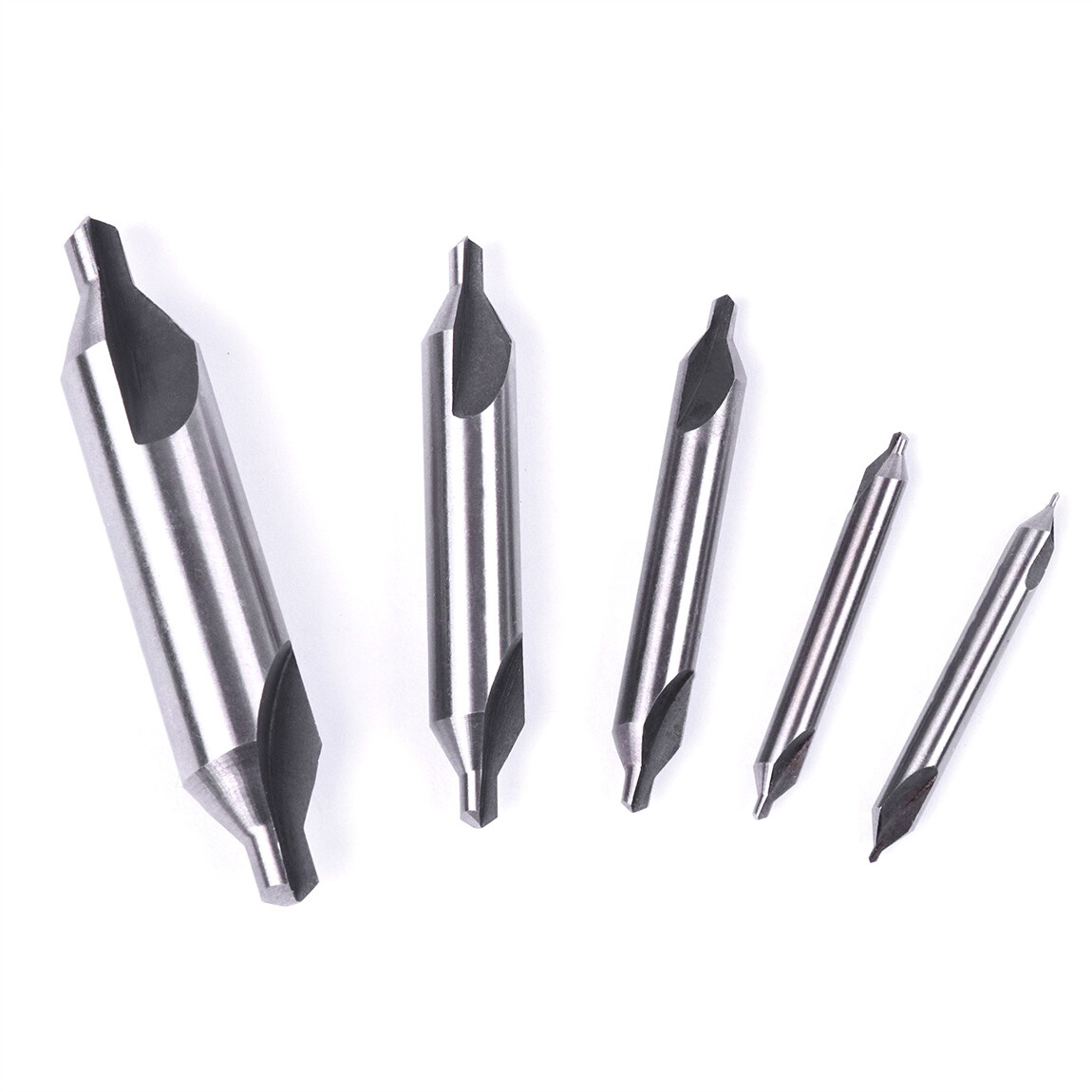 5-Piece HSS Center Drill Bits Set #1-#5, 60° Angle for Lathe & Metalworking