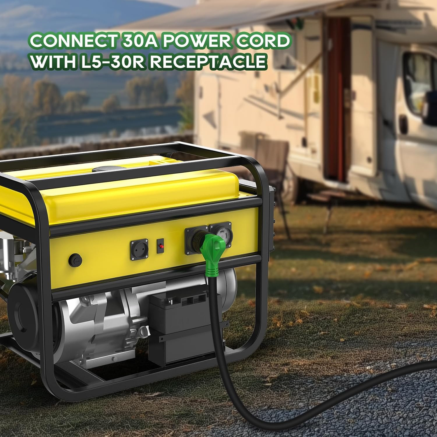RVGUARD Generator Adapter Plug 3 Prong to RV 30 Amp, NEMA L5-30P to NEMA TT-30R