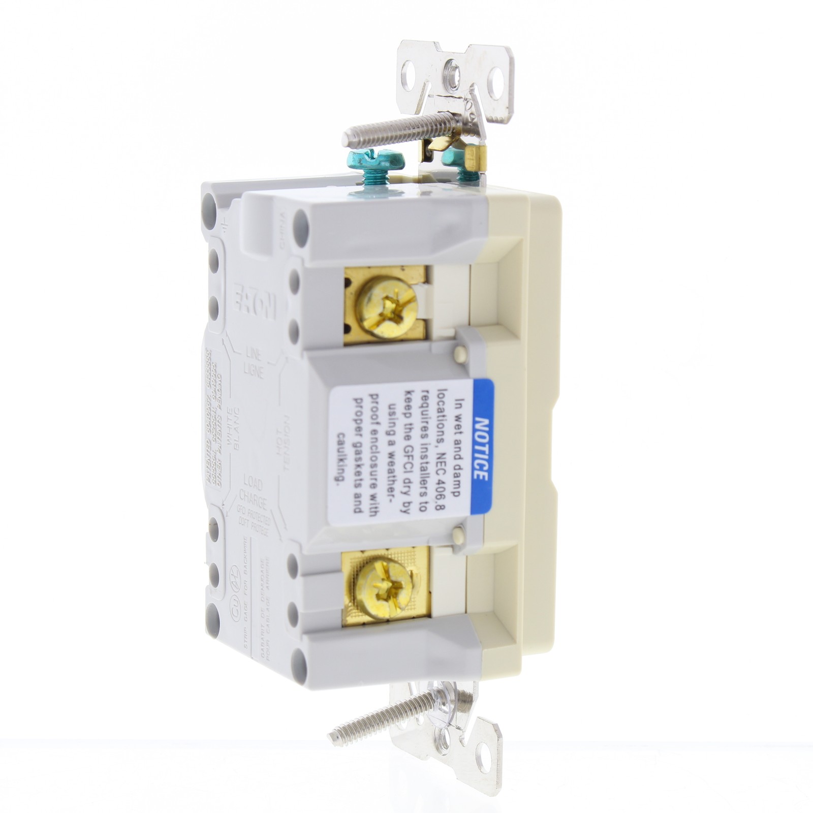 Eaton Ivory Tamper/Weather Resistant GFCI Outlet Receptacle 15A TWRSGF15V