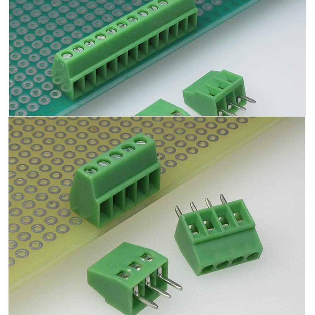 50PCS 2.54mm 0.1″ Pitch PCB Mount Screw Terminal Block Connector, 2P 3P 4P Te