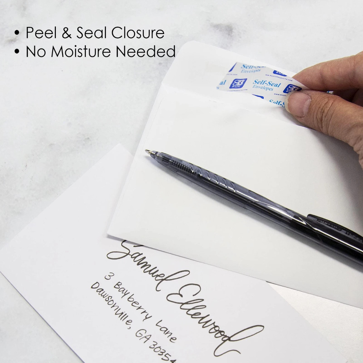 BAZIC #6-3/4 Peel & Self-Seal White Letter Mailing Envelopes 3-5/8” x 6-1/2”