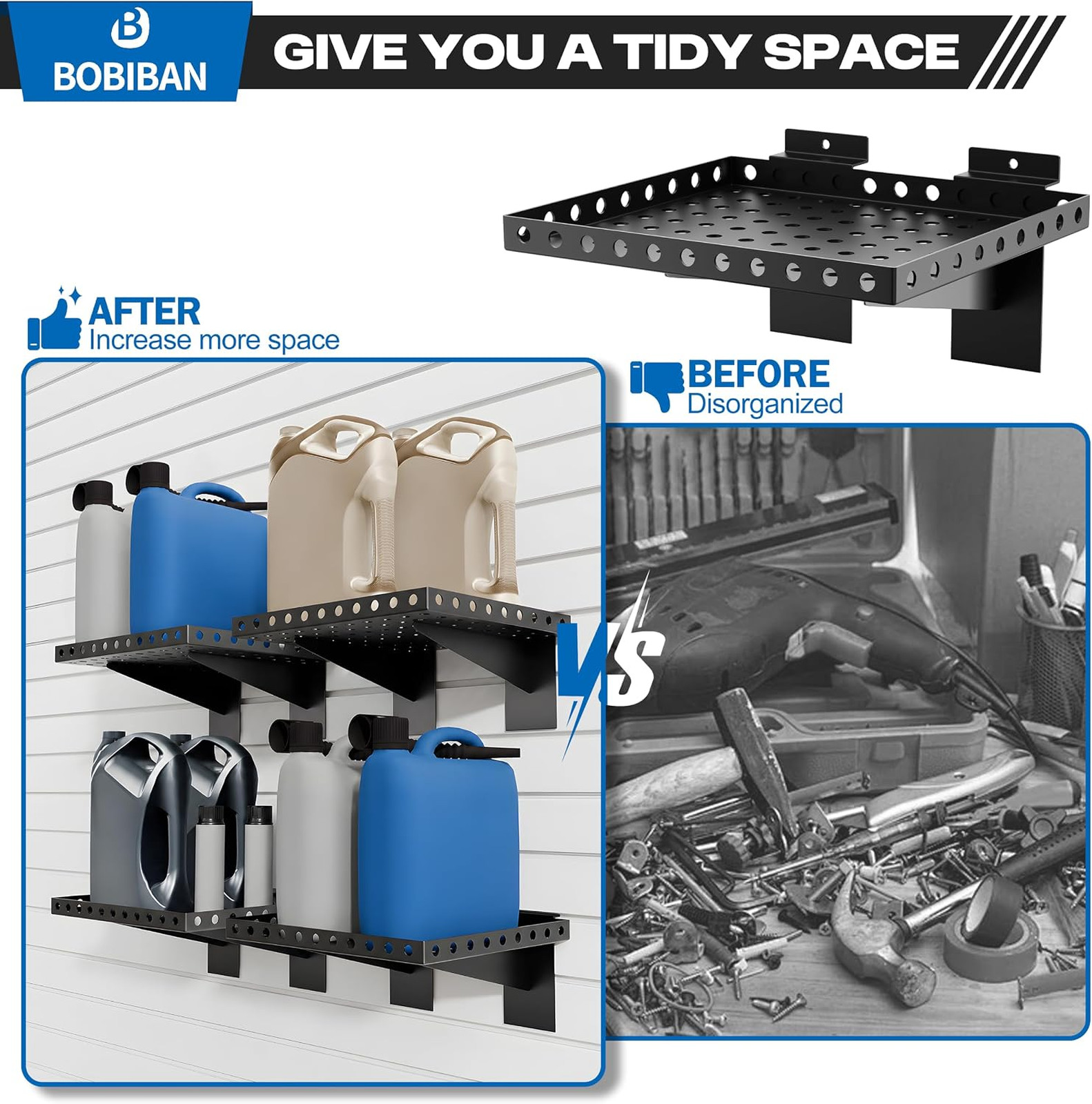 2 Pack Heavy Duty Metal Slatwall Shelves for Retail Garage Home Storage 10×12