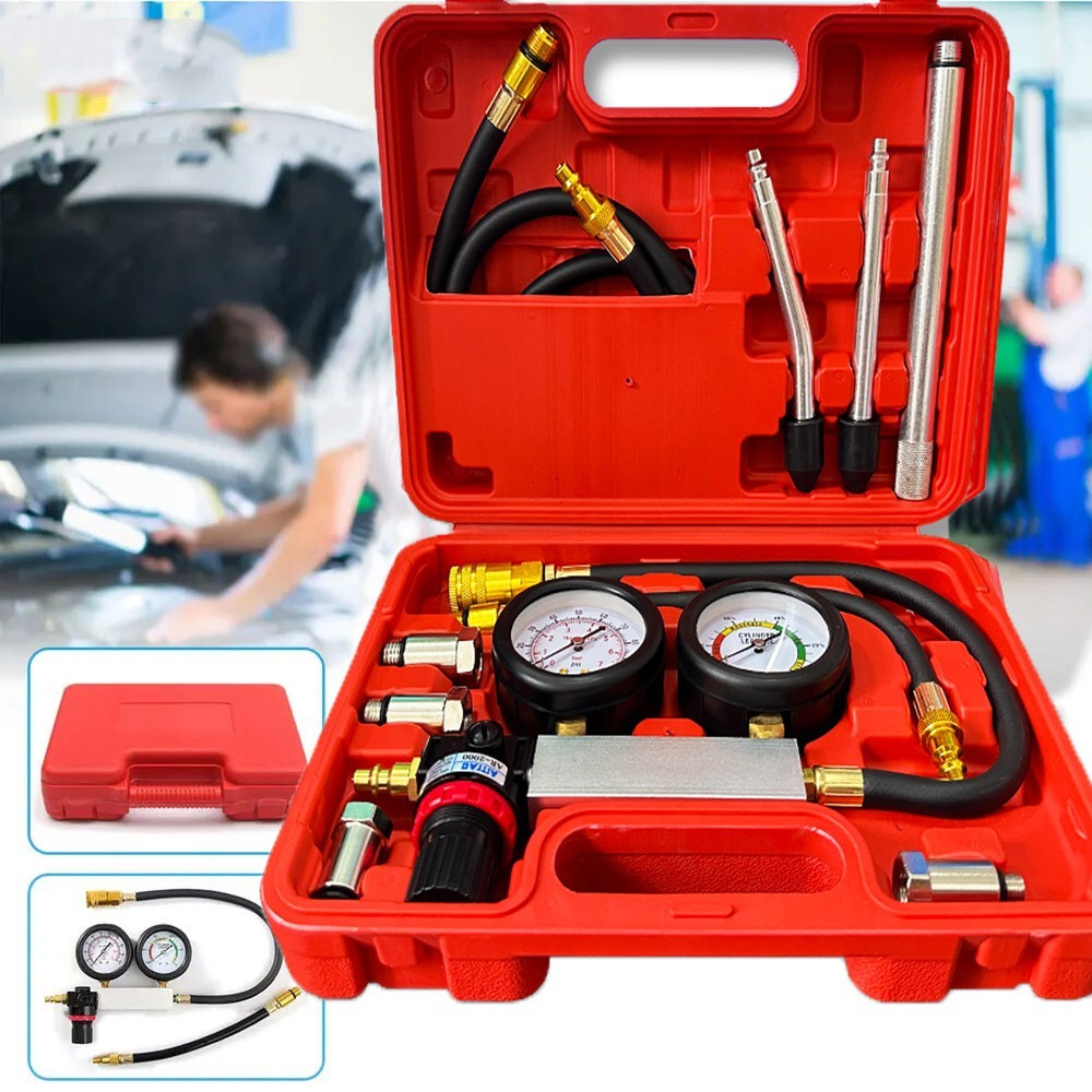 Engine Compression Diagnosis Tester Cylinder Leak Down Gauges Detector Leakage