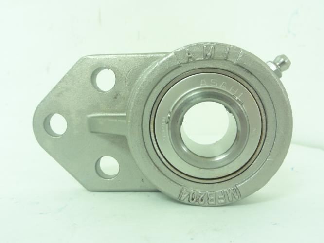 193937 New-No Box; AMI MUCFB204 Flange Mounted Bearing; 20mmID; 3-Bolt; SS