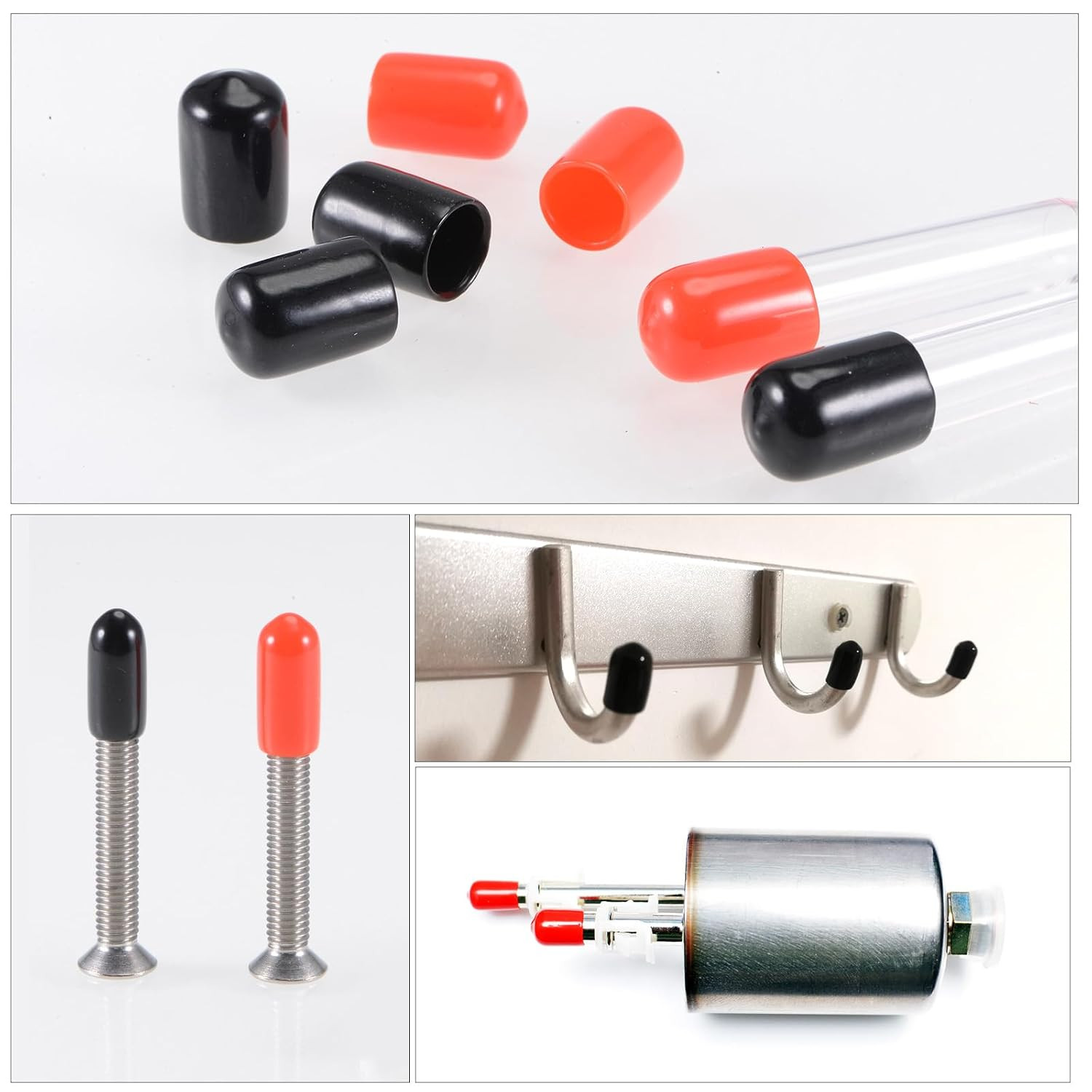 100pcs Rubber End Caps 3mm(1/8″) ID Screw Thread Protectors PVC Vinyl Round Tube