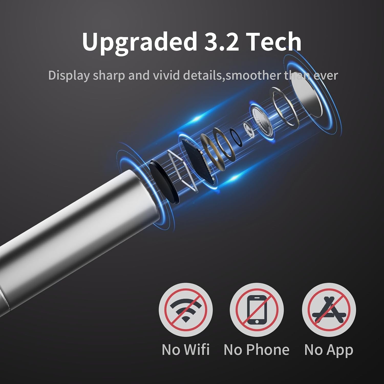 3.9mm Endoscope Camera with Light 1920P HD 5FT Semi-Rigid Cable IP67 Waterproof
