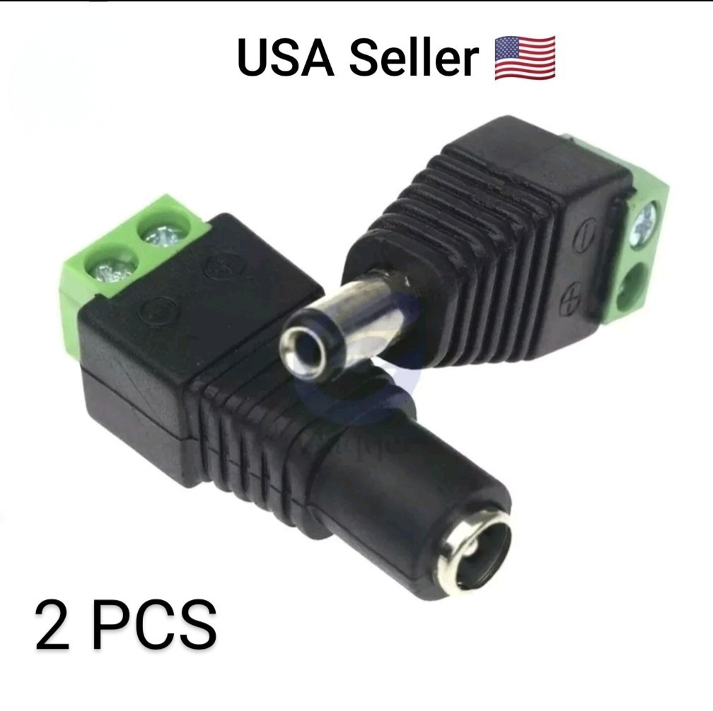 2pcs 5.5mm x 2.1mm Female Male DC Power Plug Jack Socket Adapter for LED Strips