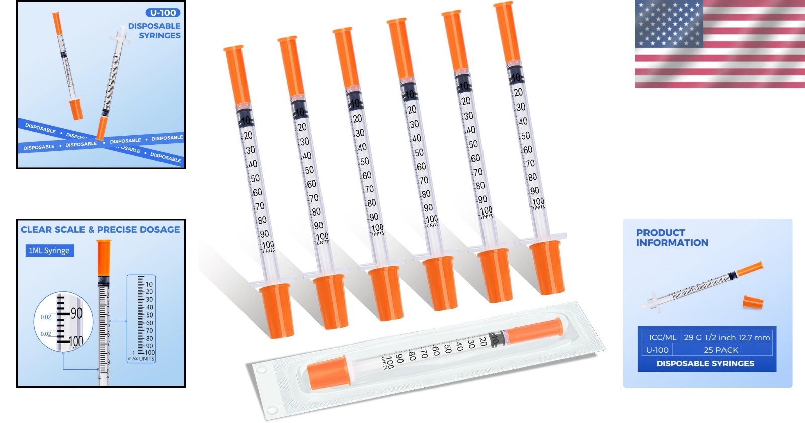 Individually Sealed 1ml 29G 1/2″ Syringes – Pack of 25 for Safety & Accuracy