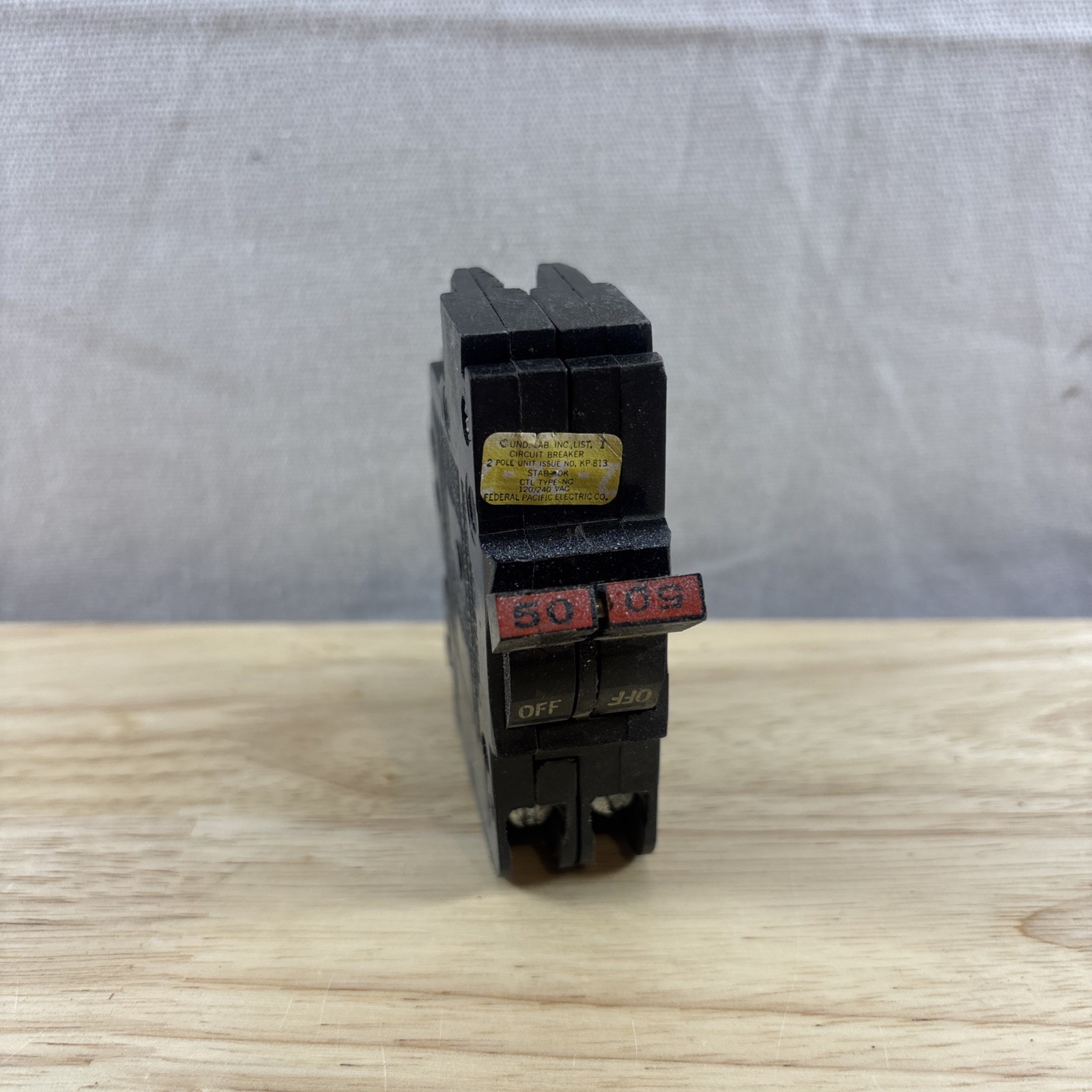 Federal Pacific 50 Amp 2 Pole Stab-Lok Breaker Mini THIN Tested