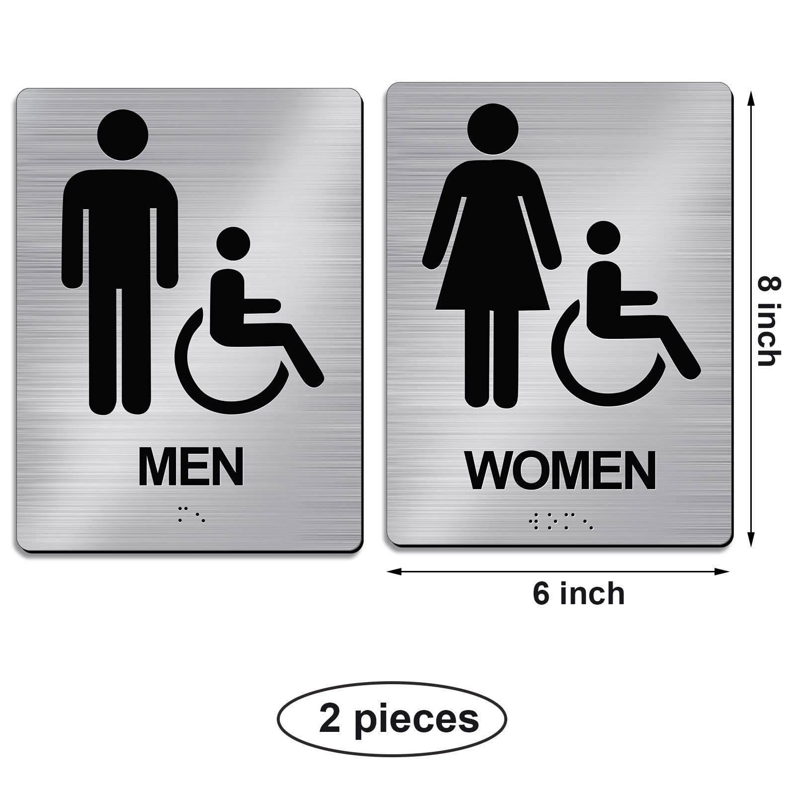 2 Pcs Restroom Sign Business Men and Women Commercial Bathroom Signs, 8 x 6 Inch
