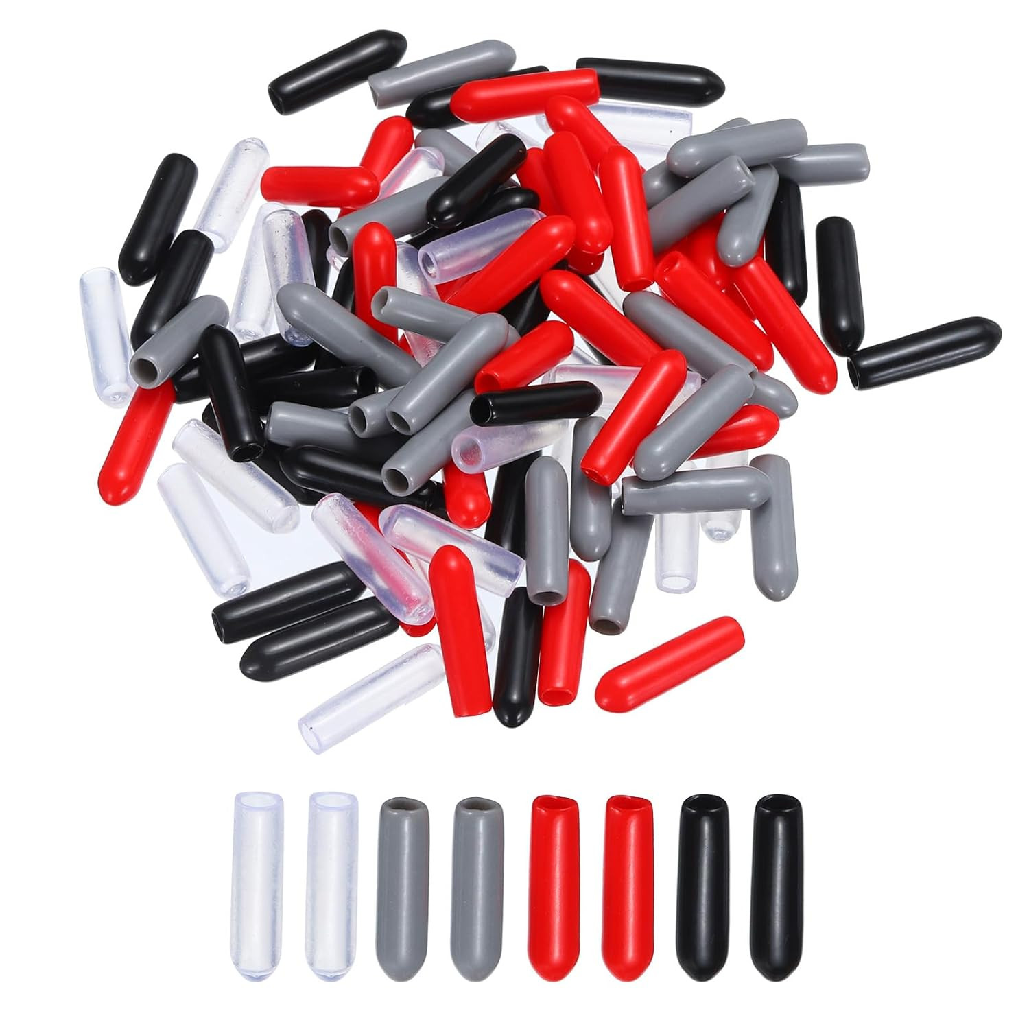100pcs Rubber End Caps 3mm(1/8″) ID Screw Thread Protectors PVC Vinyl Round Tube
