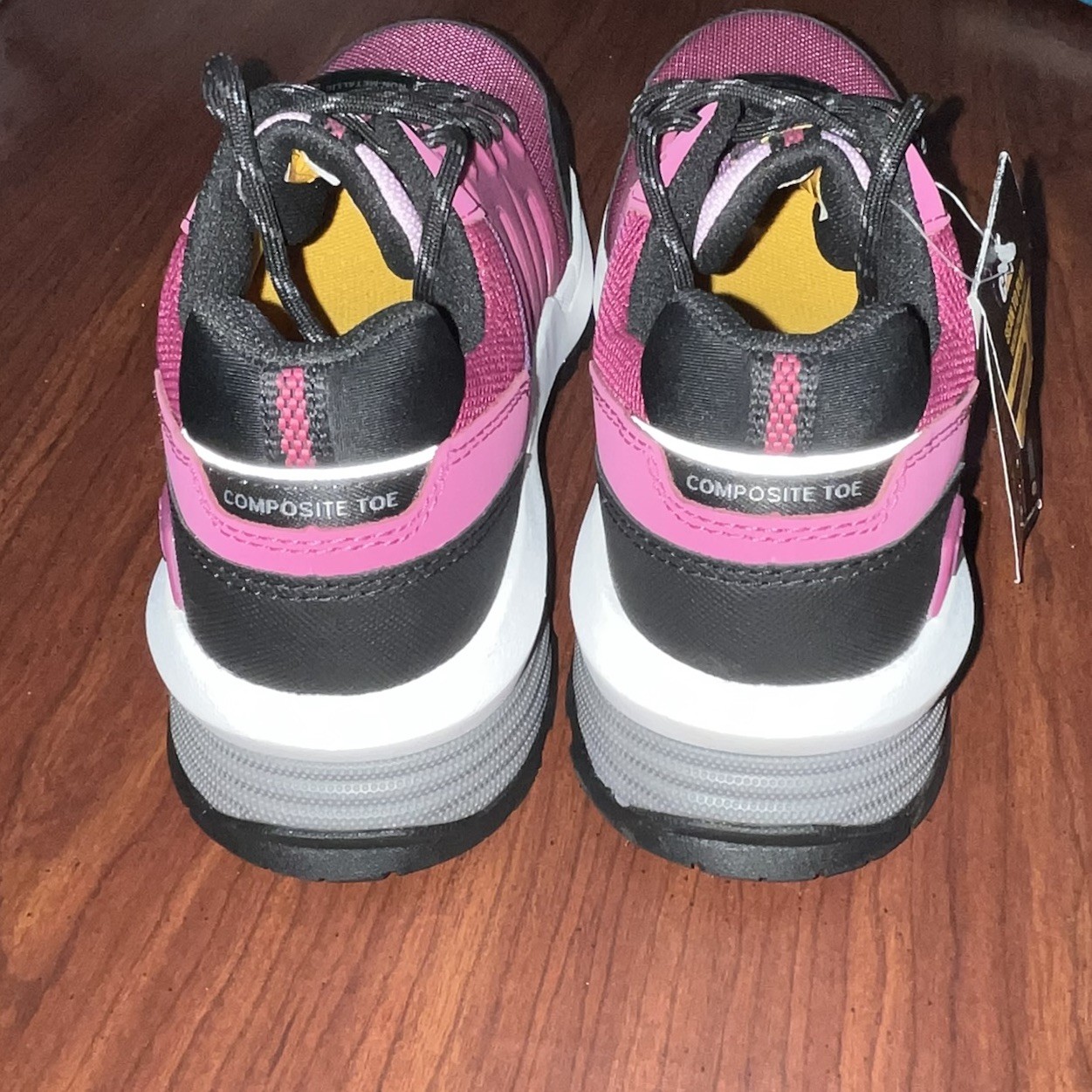 Women’s Sz 7W Cat Streamline Composite Toe Shoe Pink & Black Tennis Shoes