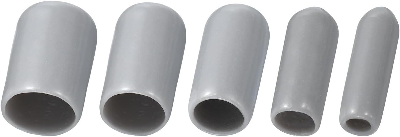 uxcell 50pcs Round Rubber End Caps 1/8″ 3/16″ 1/4″ 5/16″ 3/8″ Grey Vinyl