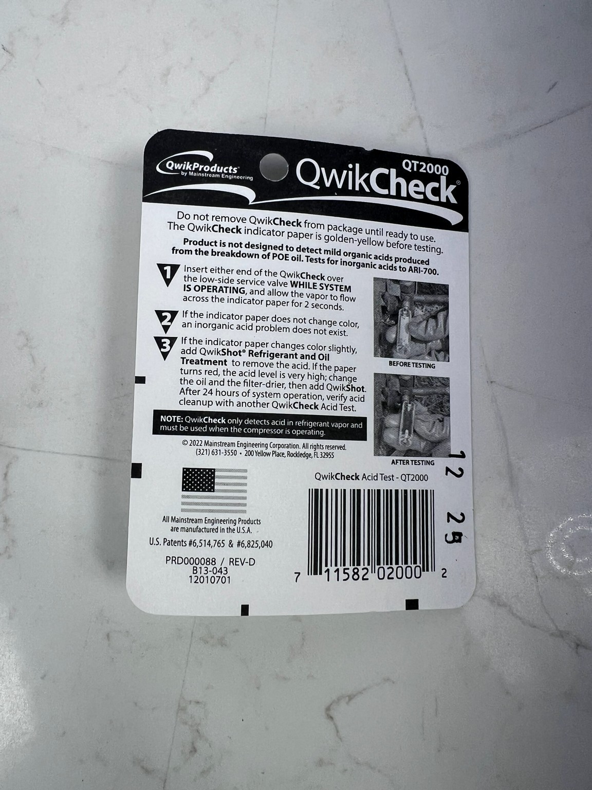 QT2000 Qwik-Check 2 Second Acid Test Kit Quick-Check for Refrigerants/Oils