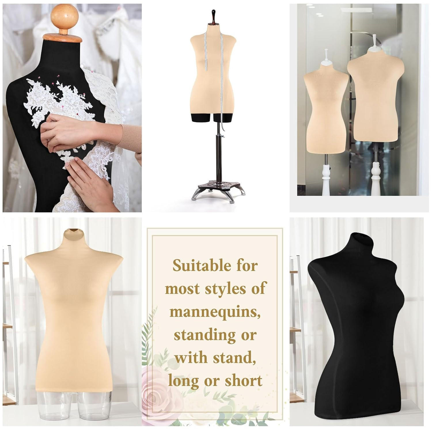 2 Pieces Mannequin Fabric Cover Soft Stretchy Clothing Upper Body Mannequin Cove
