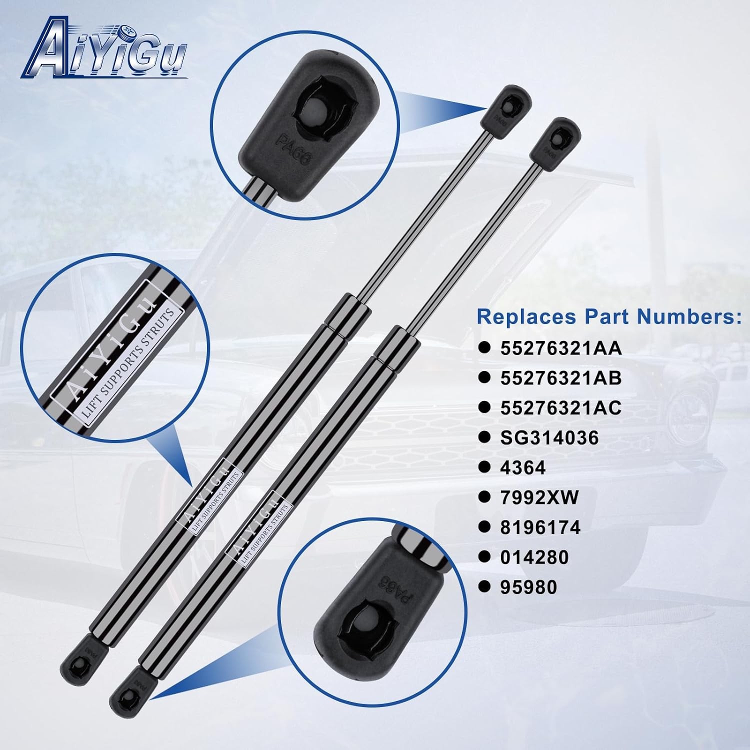Front Hood Struts Shocks Lift Supports Gas Spring Compatible 55276321AA SG314036