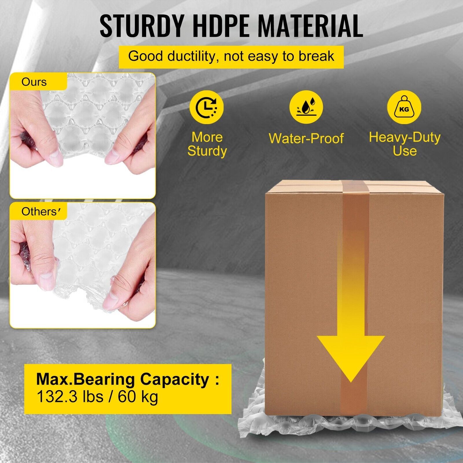 984′ x16″ Air Cushion Machine Film Small Bubble Pillow Packaging Padding 4 Rolls