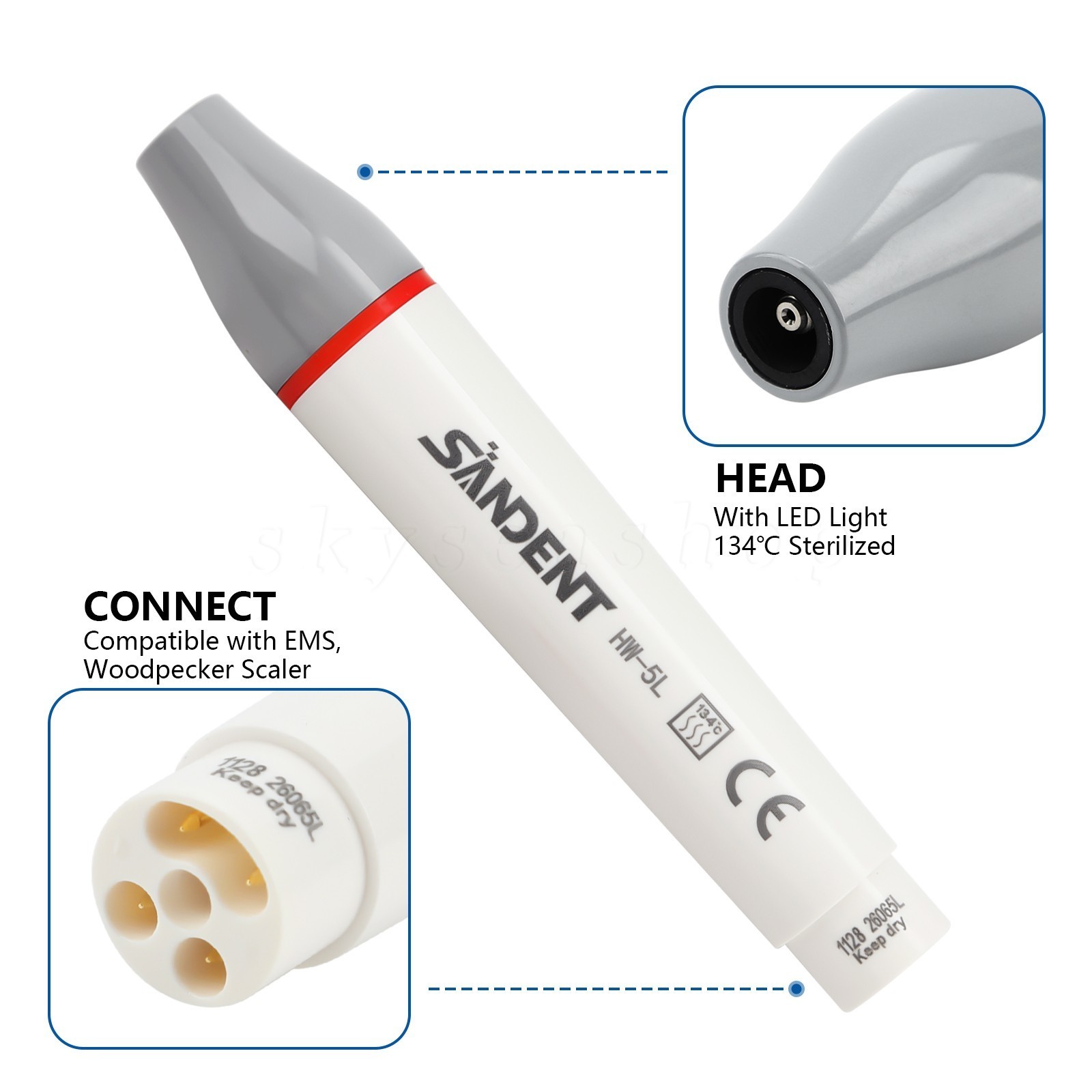 1-5PCS LED Detachable Handpiece Dental Scaler Handle HW-5L for Cavitron EMS