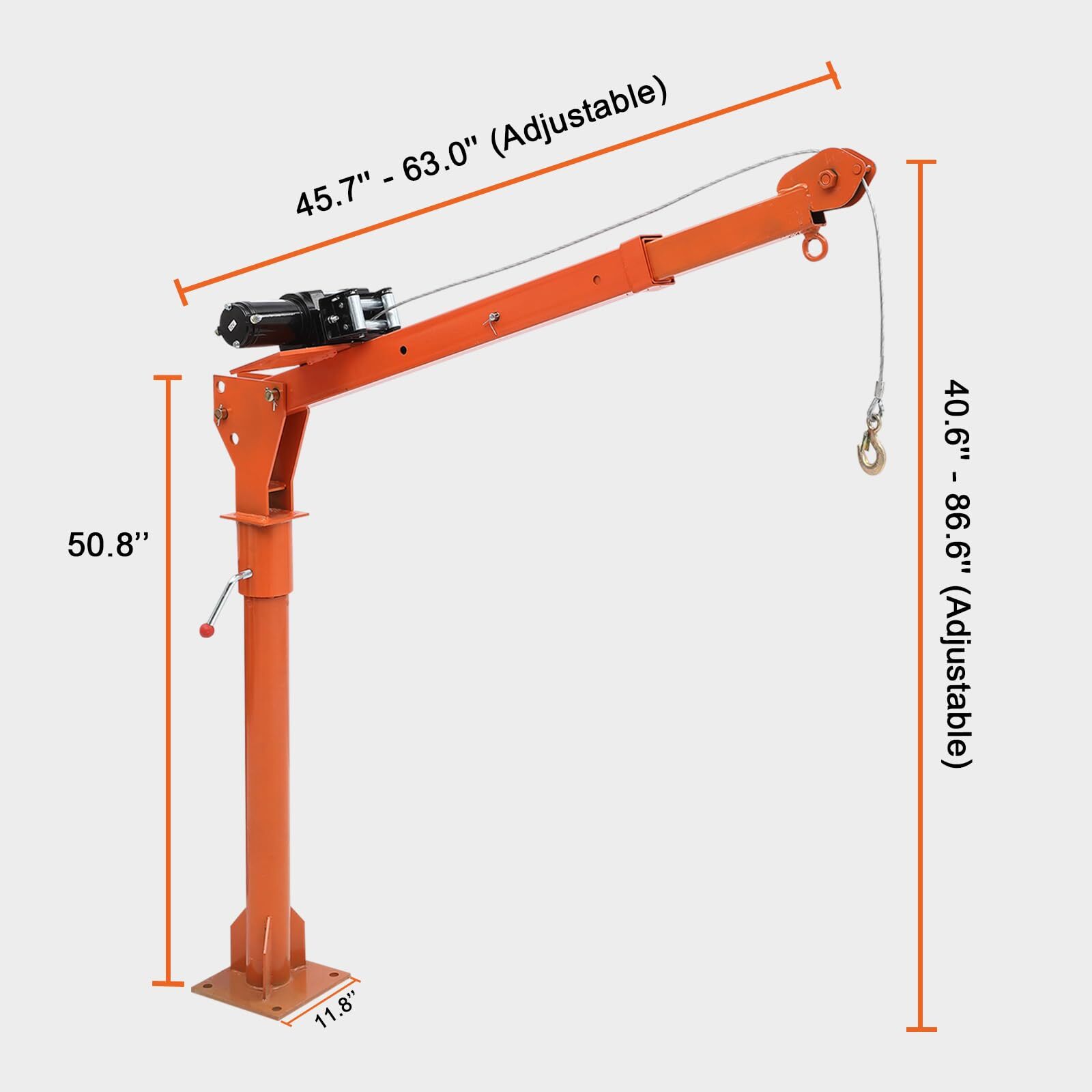 1100 Lbs Truck Hoist Crane Folding Truck Mounted W/Electric Winch 3500Lbs Pickup