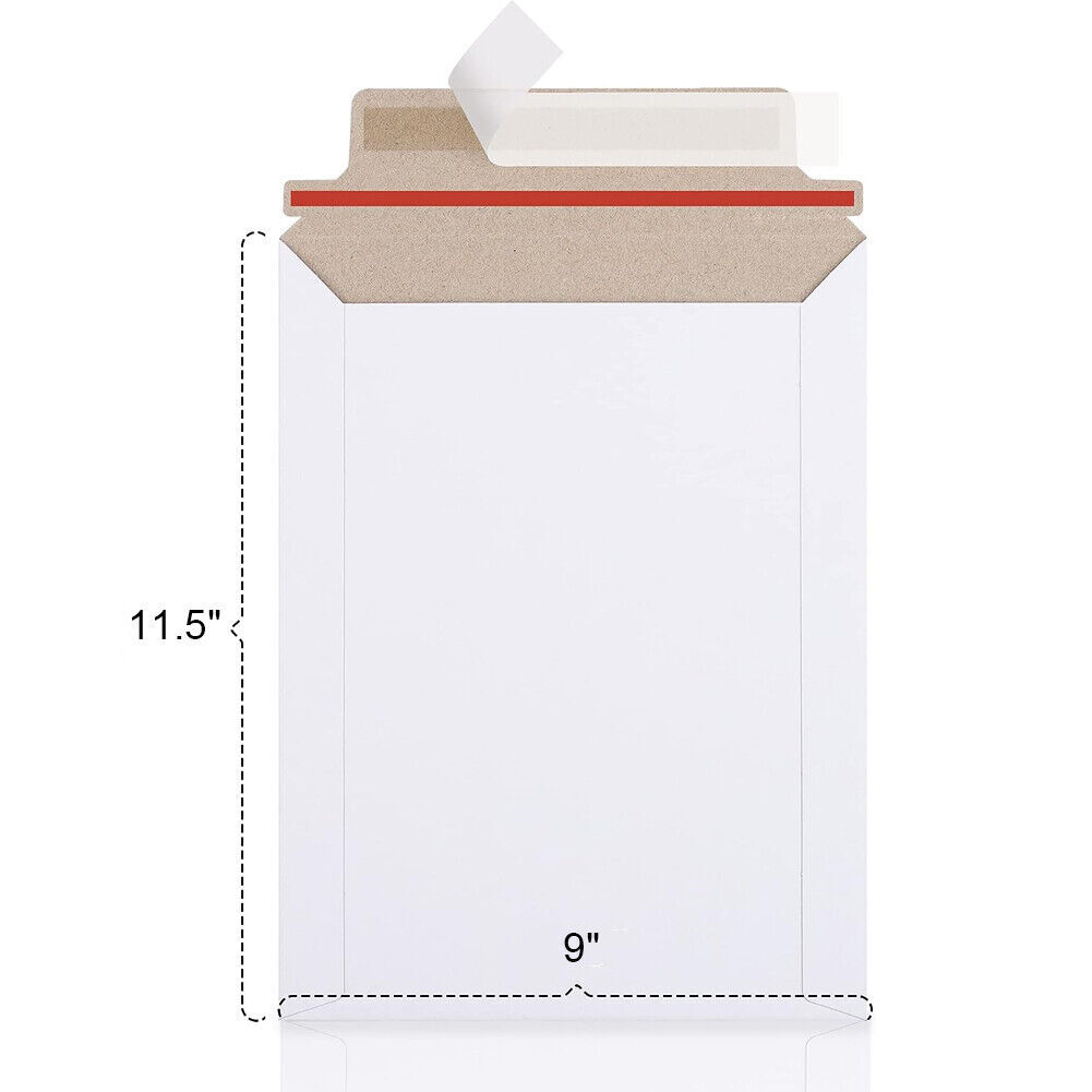 9″x11.5″ 6″x8″ Rigid Flat Photo Mailers Document Envelopes Cardboard Self Seal