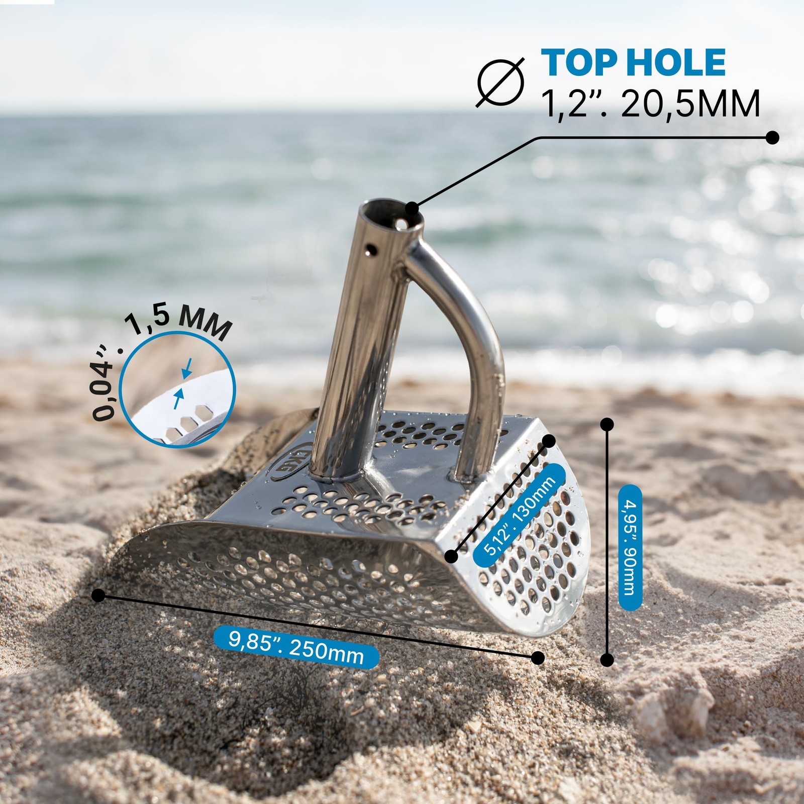 CKG Sand Scoop Metal Detector Shovel Stainless Steel for Beach Treasure Hunti…