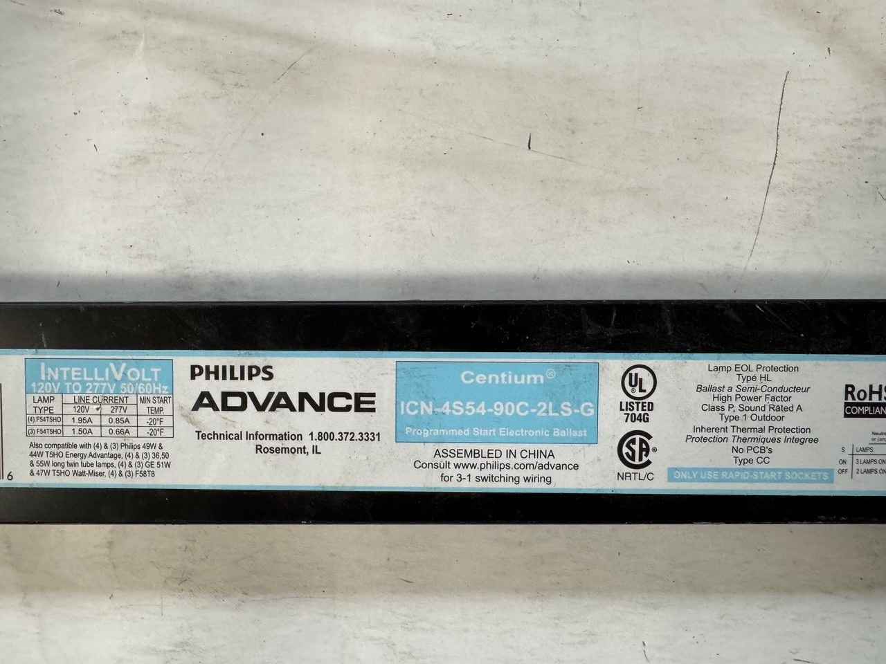 USED 10 Piece Advance ICN4S5490C2LSG ICN-4S54-90C-2LS-G Ballast 4 54WT5/HO