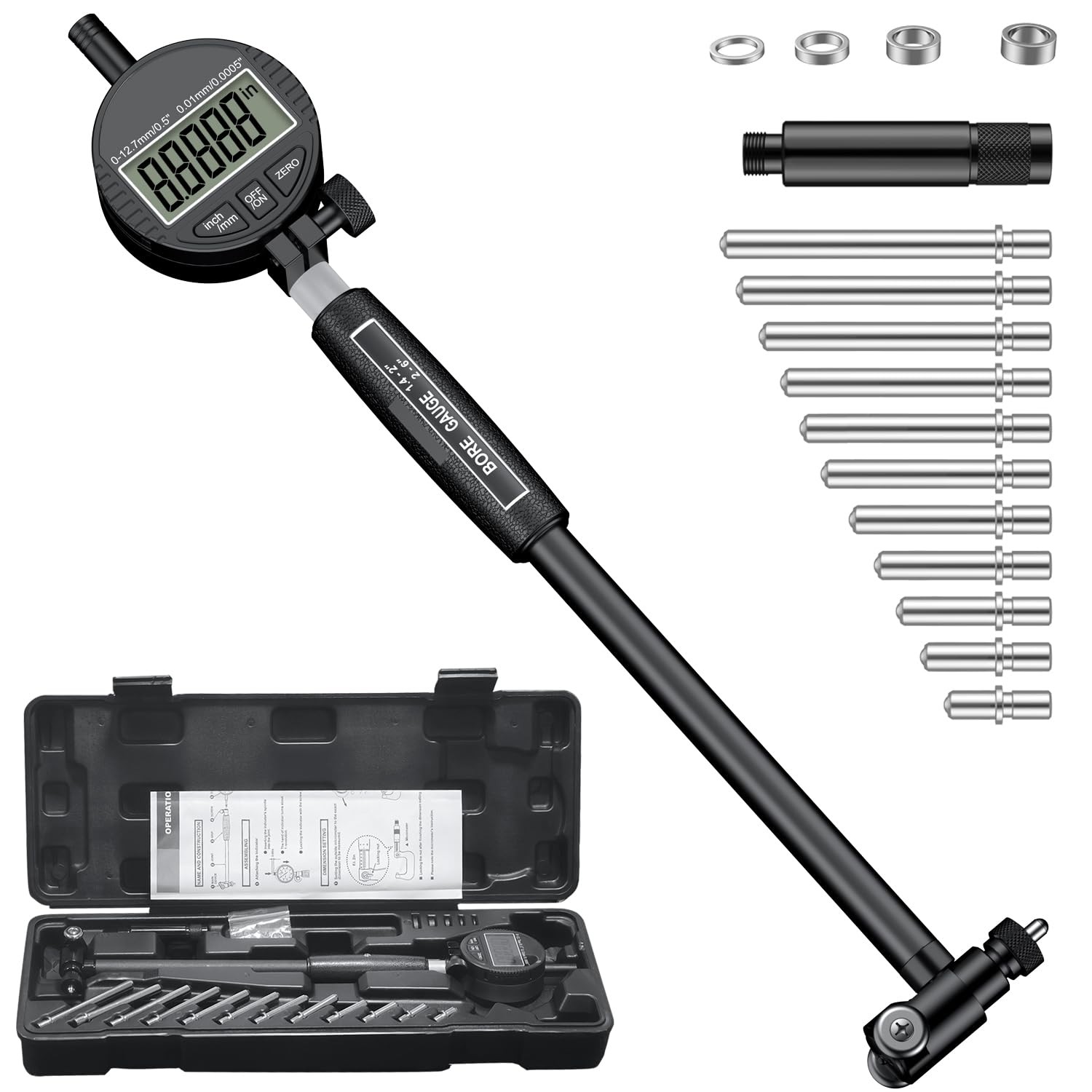 HDLNKAK Digital Dial Indicator Bore Gauges (2″-6″/0.0005″), Engine Cylinder M…