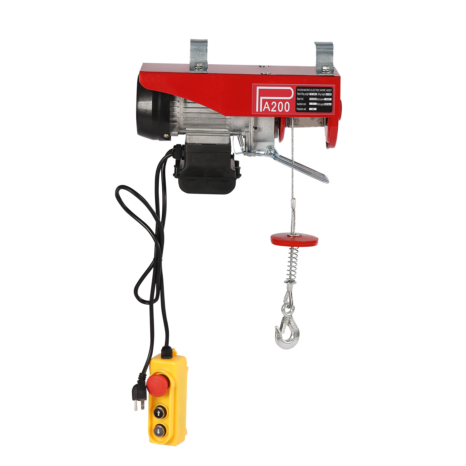 200kg/440lbs 110V Electric Wired Hoist Winch Hoist Crane Lift Remote Control