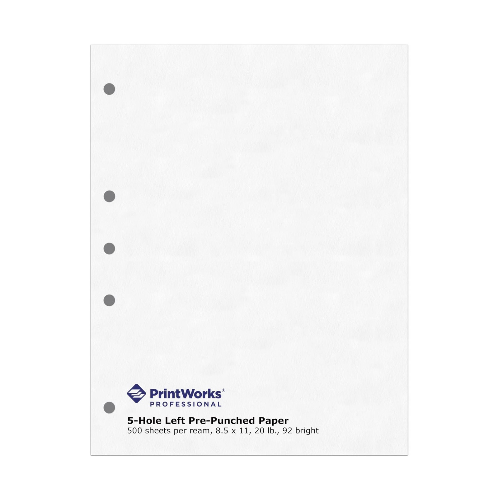 PrintWorks Professional 5 Hole Punch Left Paper – Pre-Punched for Folders & Bind