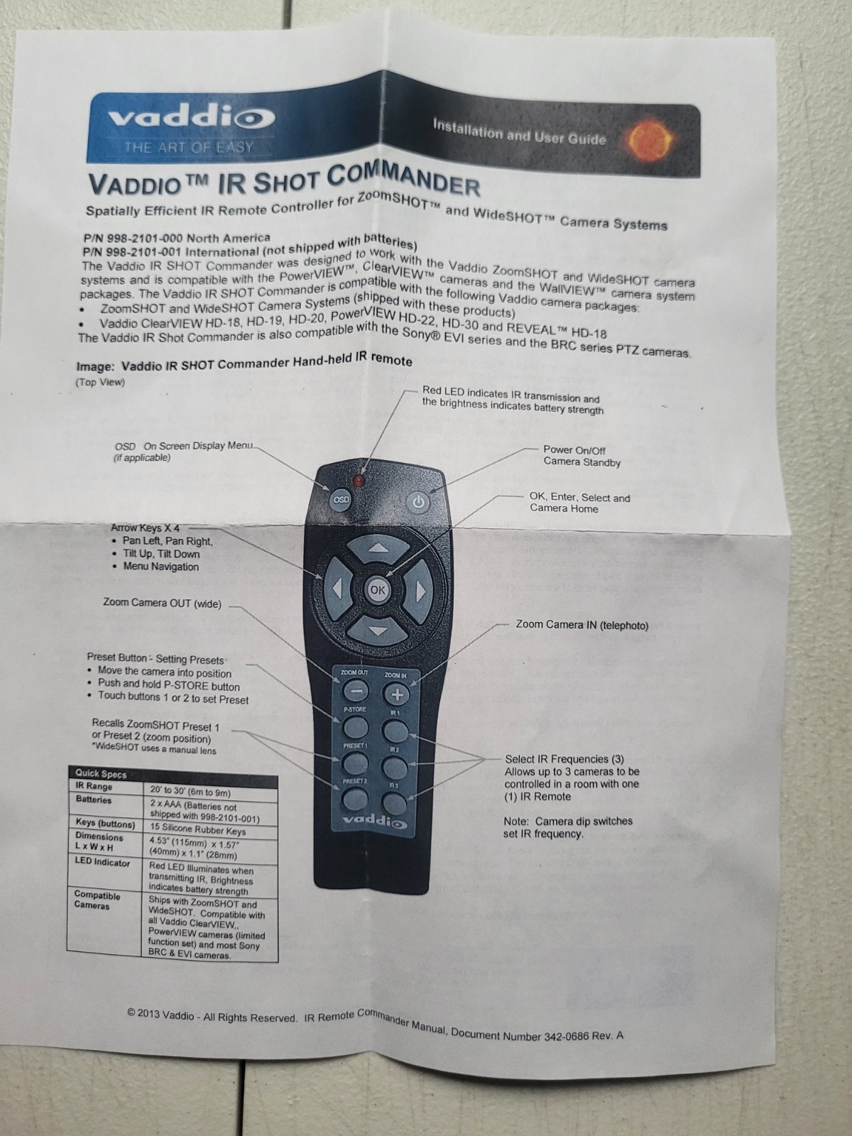 Vaddio ConferenceSHOT FX BLK 998-20000-000 Conferencing Camera