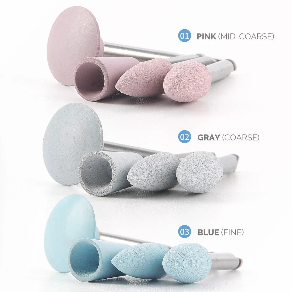 Dental Silicone Rubber Composite Polishing Finishing Burr Cup Point Head Latch