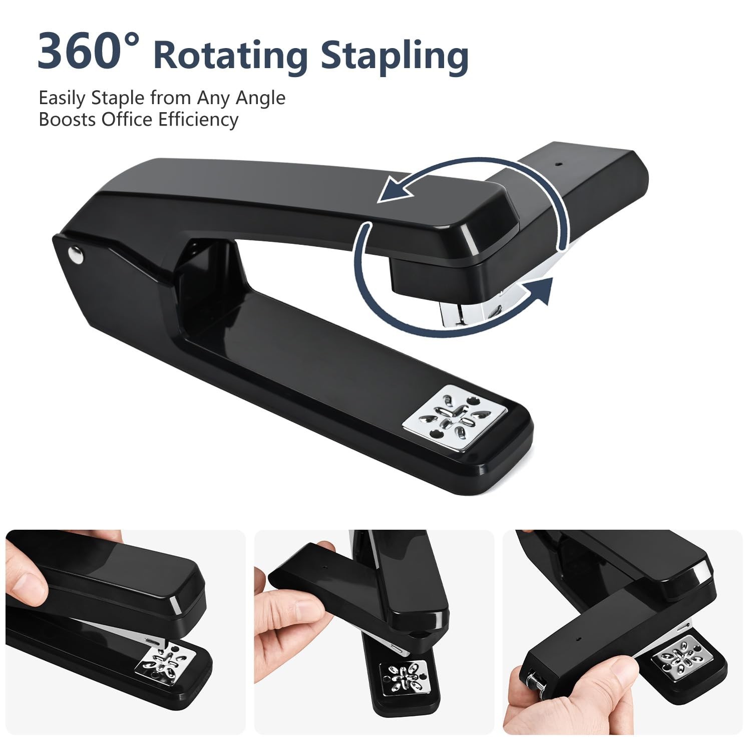 MJMX 360° Rotating Swing-Arm Stapler, 25-Sheet Capacity, with 1000 Staples,