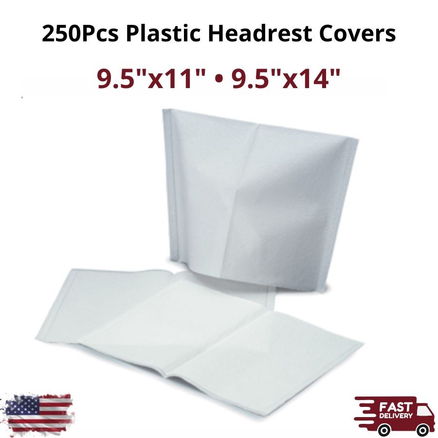 Quala 250Pcs Dental Chair Headrest Covers Plastic Clear 9.5×11 9.5×14 Latex-Free