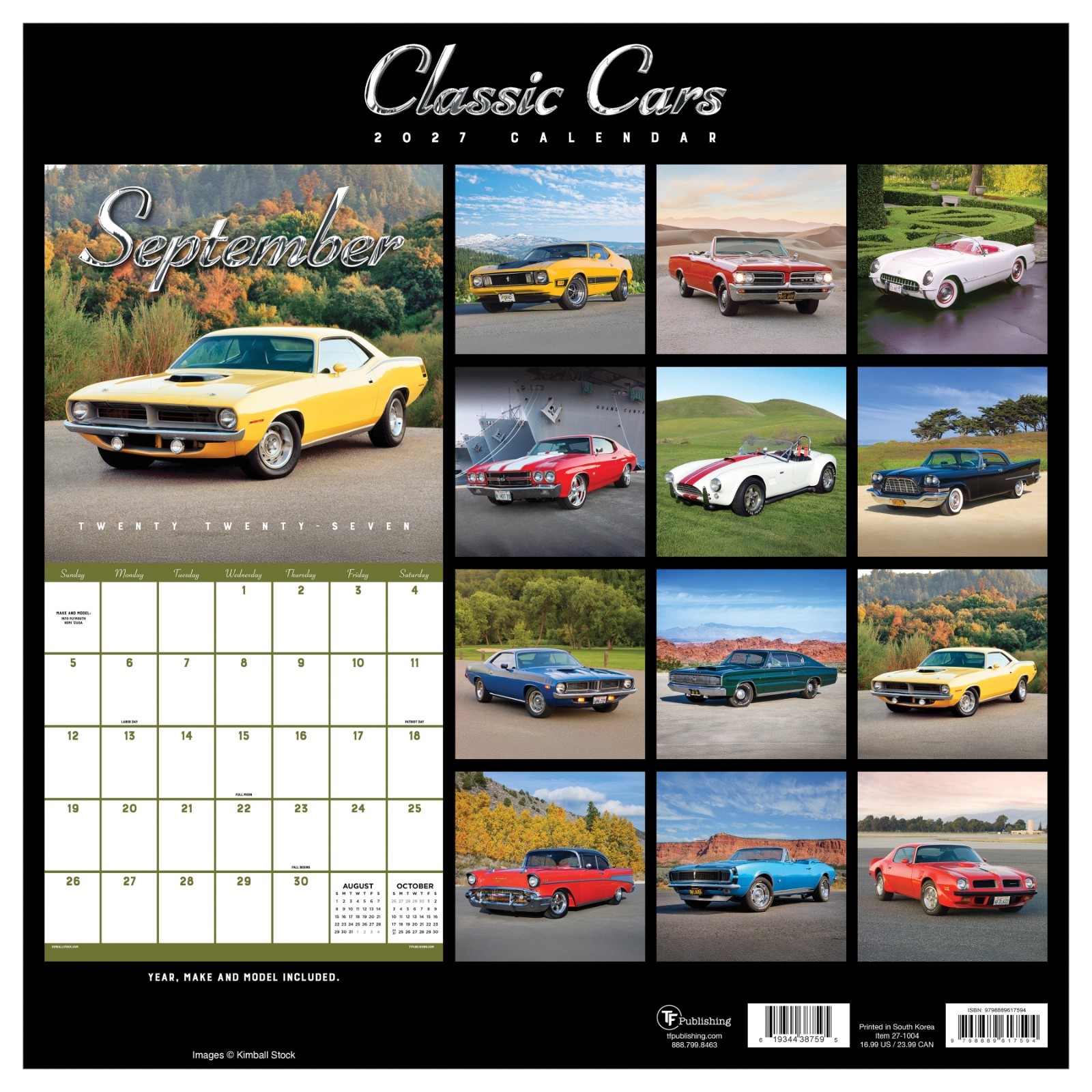 2027 Classic Cars Wall Calendar
