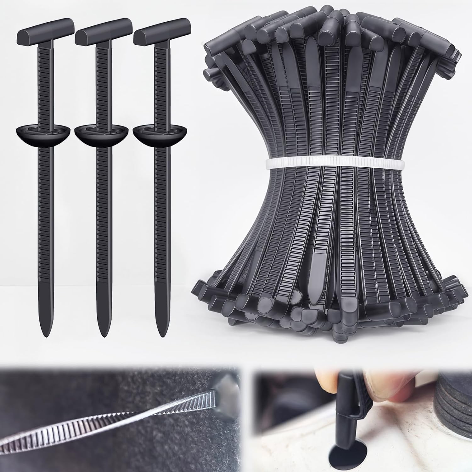 Nylon Universal Cable Tie Buckle, Heavy Duty Self-Locking Nylon Zip Ties Holder