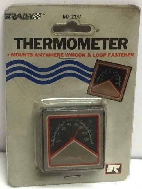 RALLY 2187 THERMOMETER MOUNTS ANYWHERE W /HOOK & LOOP FASTENER FAHRENHEIT SCALE