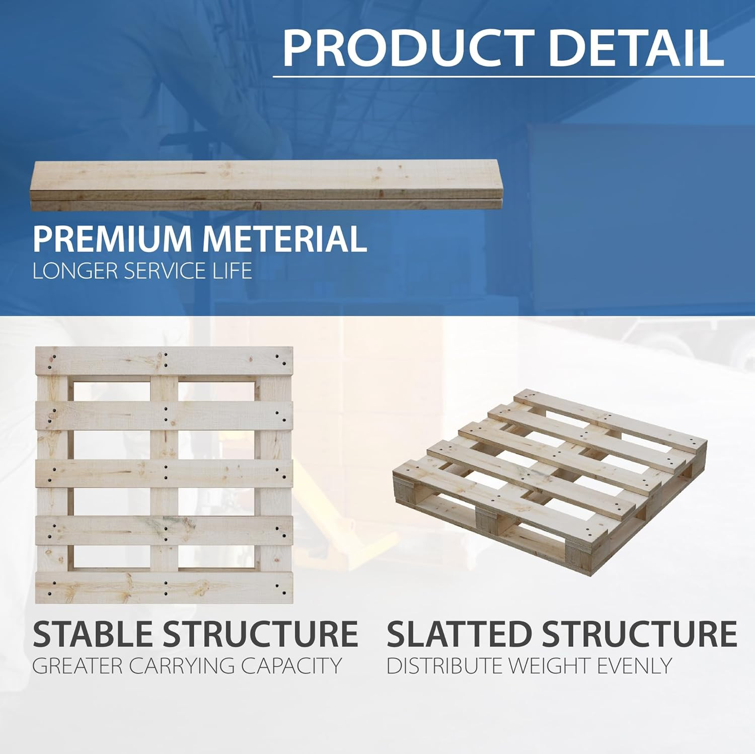 Heavy-Duty 48×24 Wooden Pallet Kit, 5-Pack, Stackable & Reusable, Pinewood