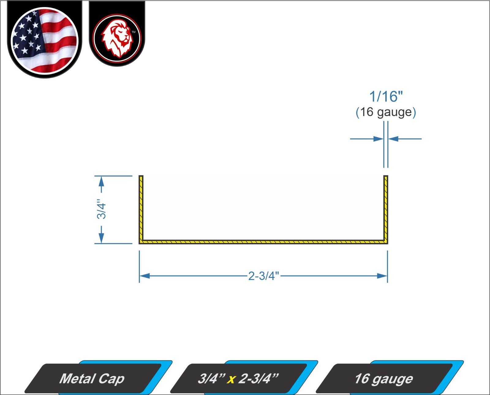 (4X) 2-3/4″ Pipe End Cap – Butt-Weld – 3/4″ Height – 16 gauge – Mild Steel