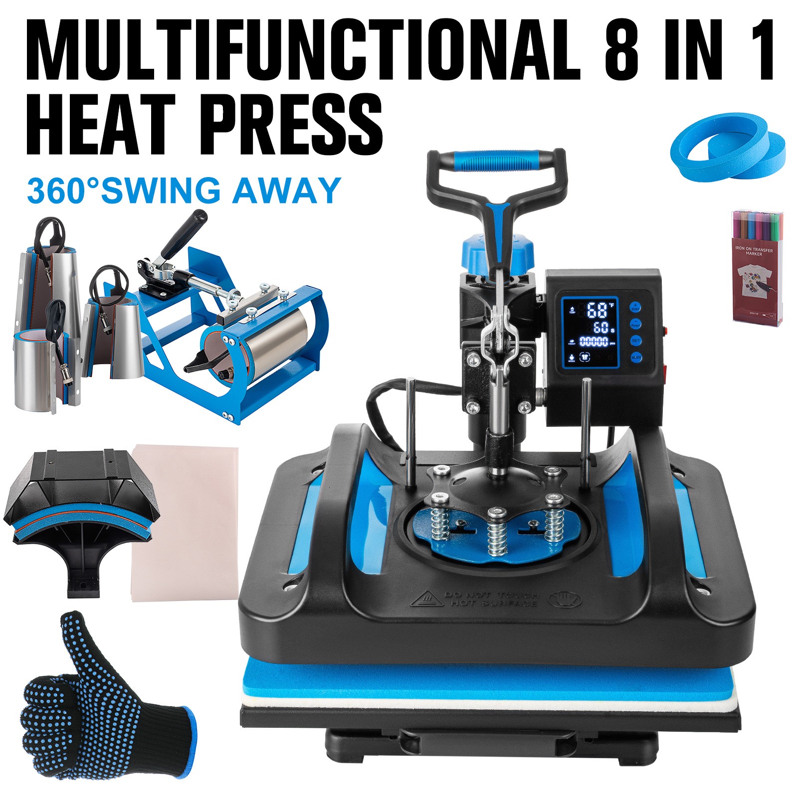 8 in 1 15″x12″ Heat Press Machine Sublimation Printing For T-Shirt Mug Hat Plate