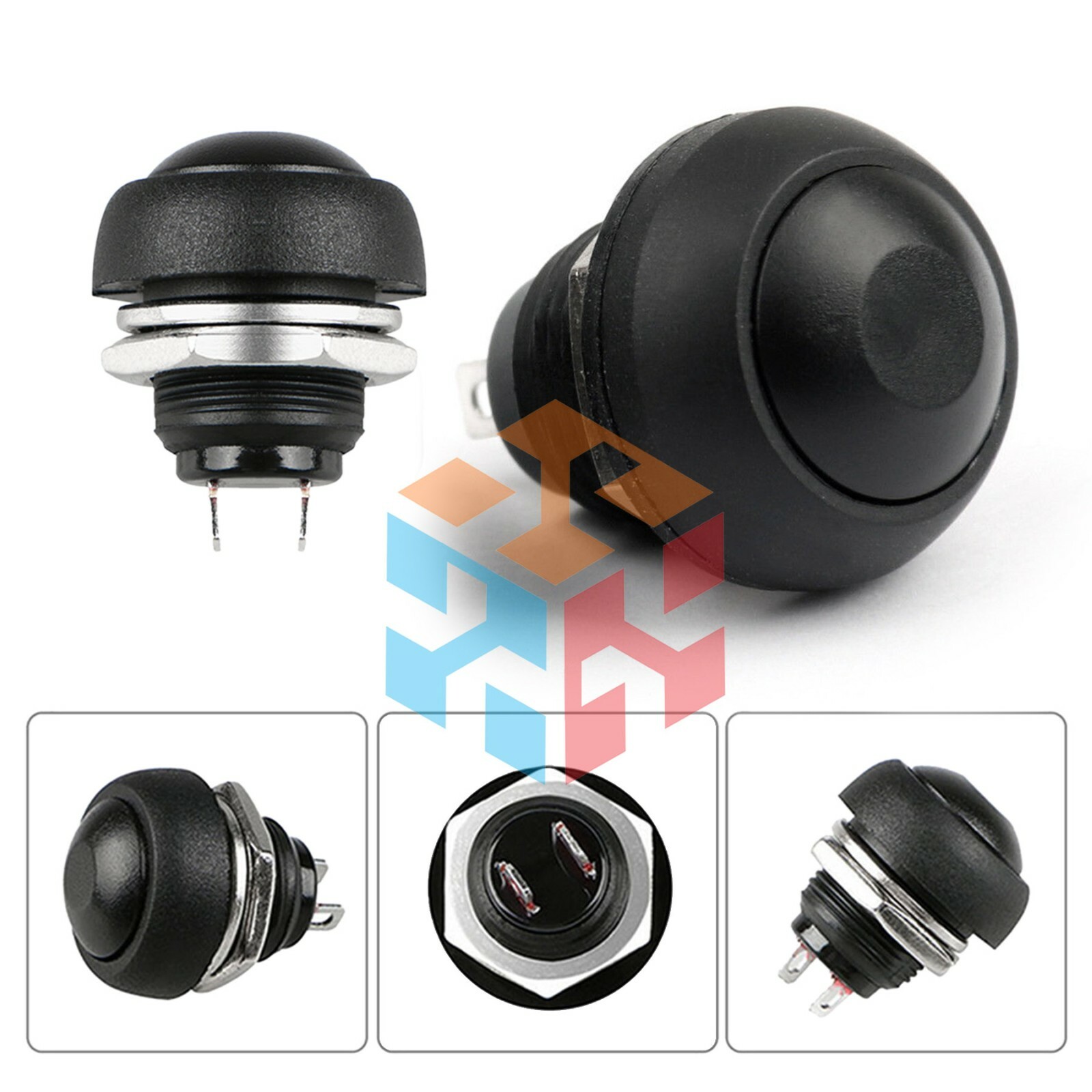 Black 10PCS Momentary ON/OFF Push Button Switch Waterproof 12mm M122 Mini