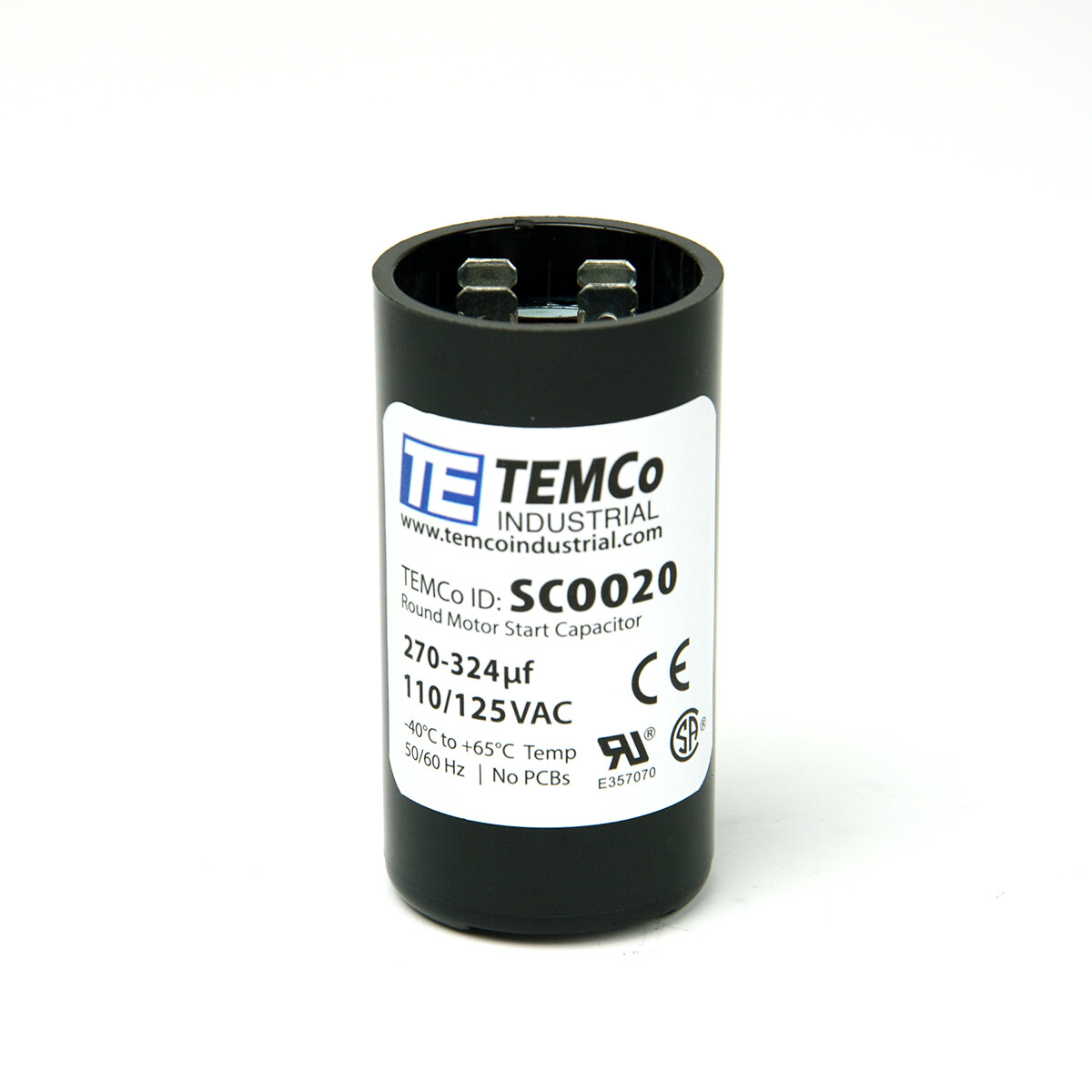 TEMCo 270-324 uf/MFD 110-125 VAC volts Round Start Capacitor 50/60 Hz -Lot-1